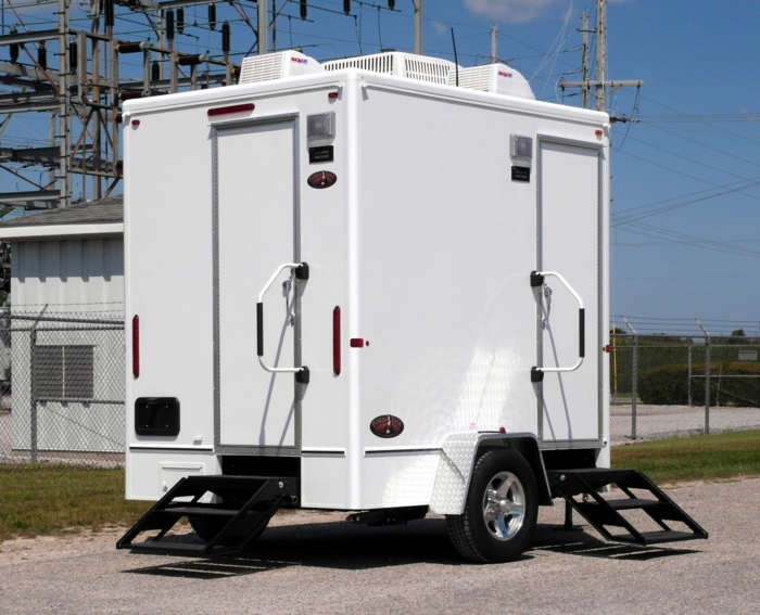 Small, One Stall Restroom Trailer Rentals With Running Water, Heating & Air Conditioning