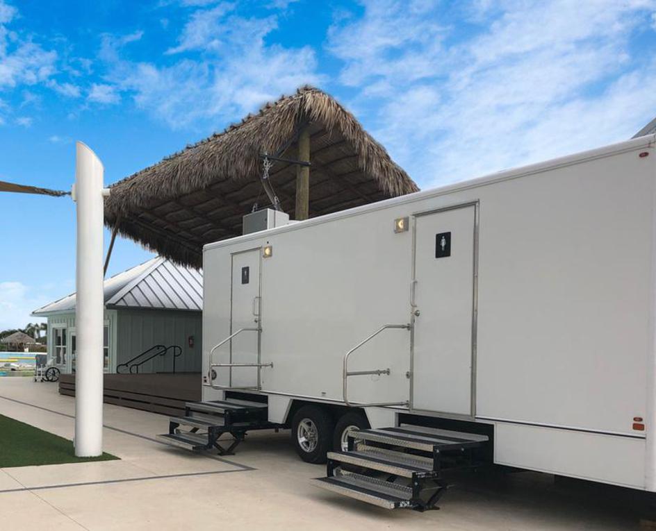 Small, 2 Stall Restroom Trailer Rentals in Miami Beach, Florida